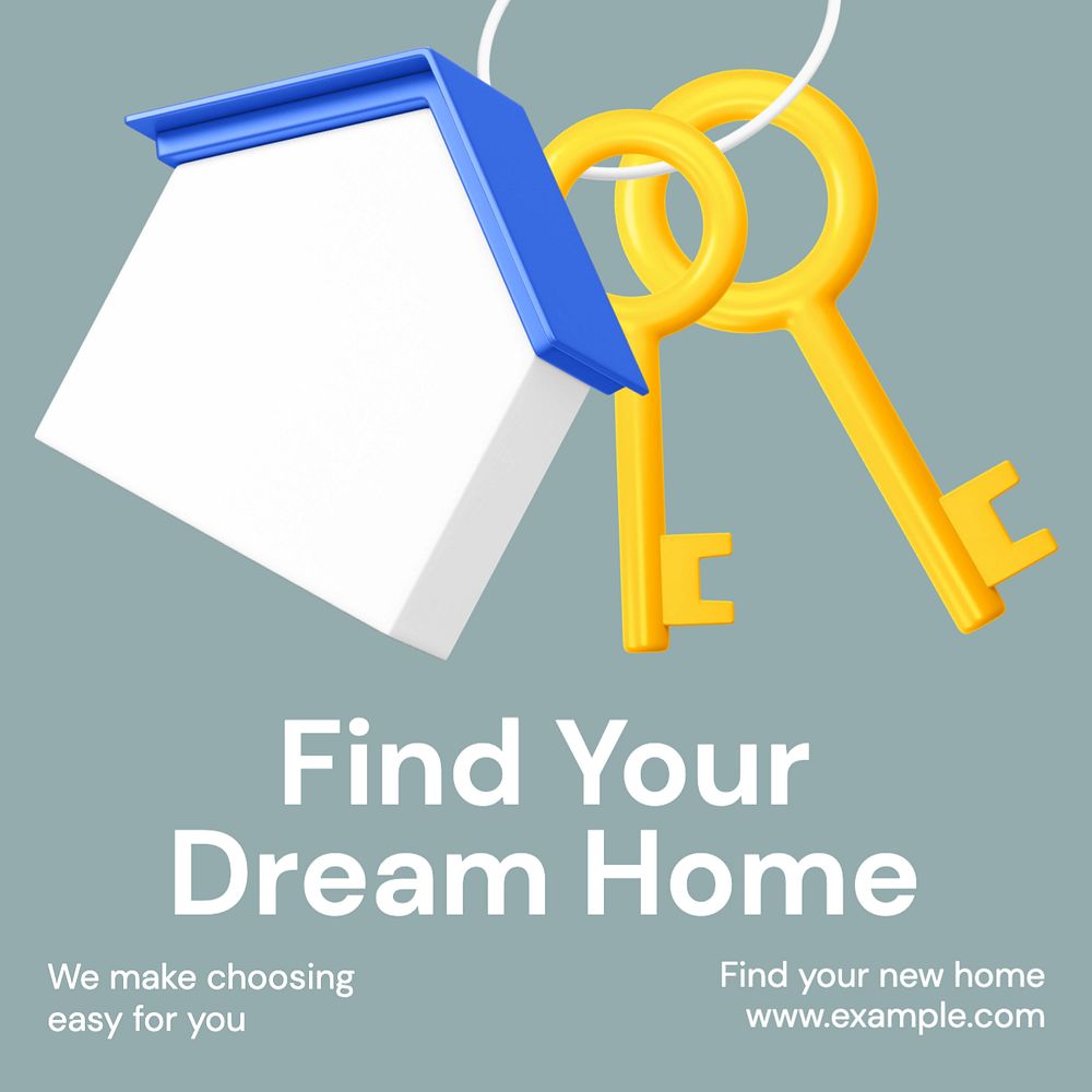 Dream home Instagram post template, editable text