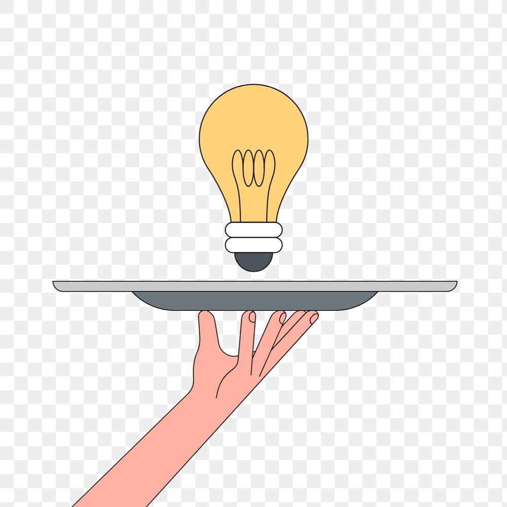 Hand serving light bulb, creative idea illustration, editable design