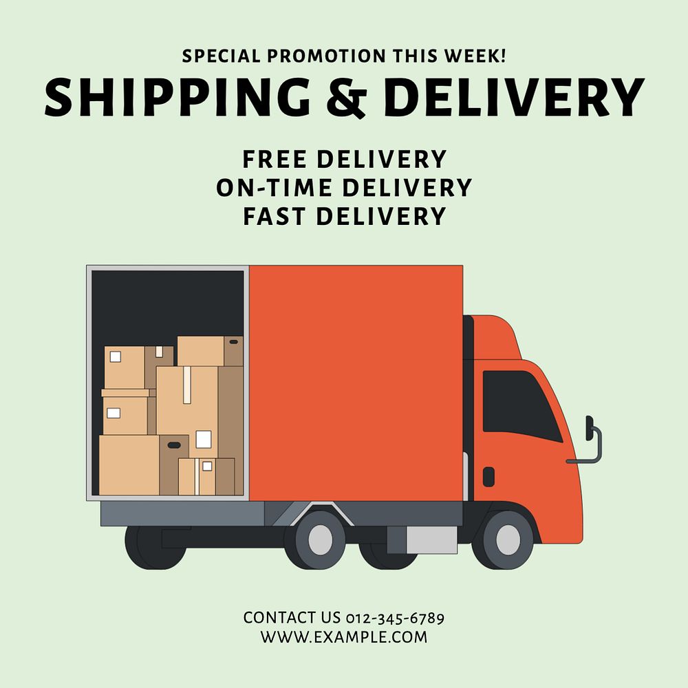 Shipping & delivery Instagram post template, editable text