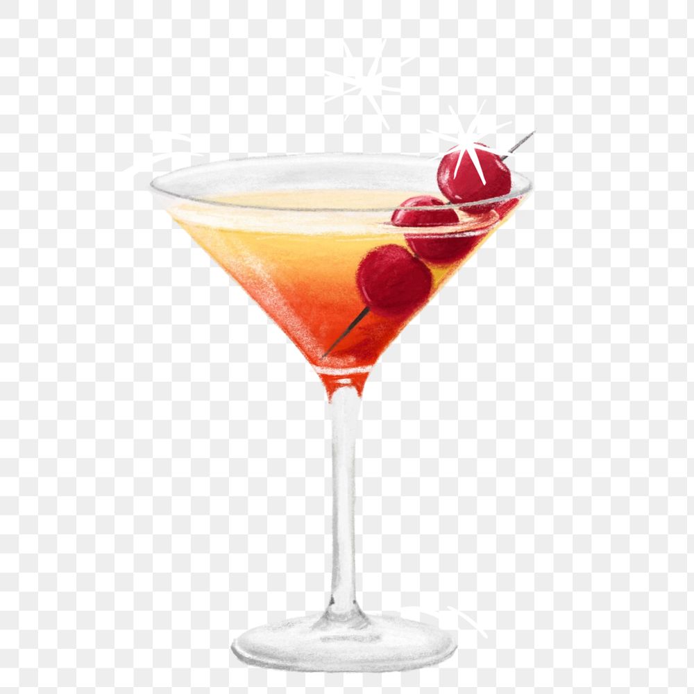 Cocktail aesthetic, alcoholic drinks png illustration, editable design