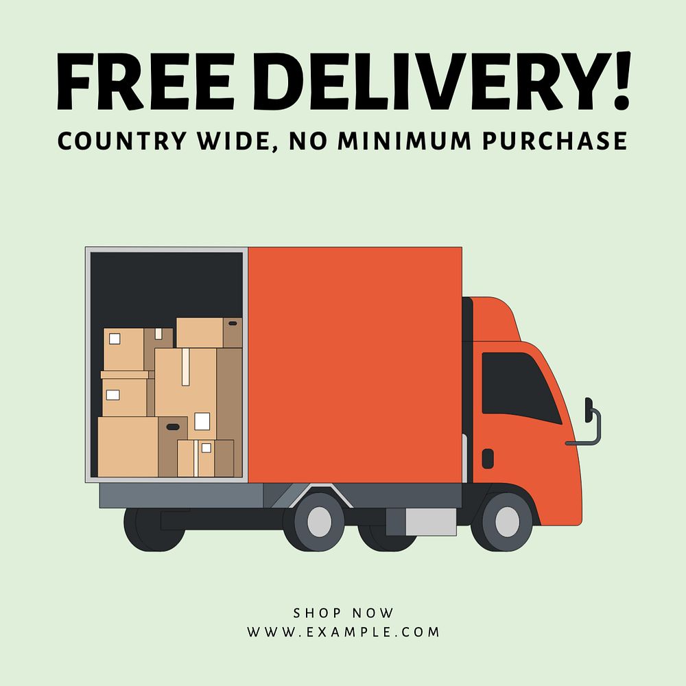 Free delivery Instagram post template, editable text