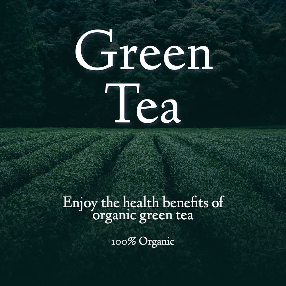 Green tea Instagram post template, editable text