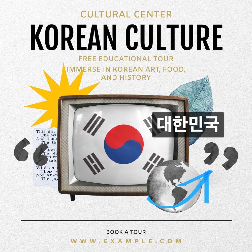 Korean culture Instagram post template, editable design