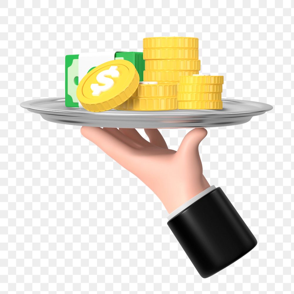 3D serving money, element editable illustration