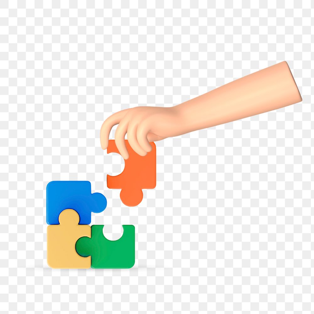 3D puzzle pieces, element editable illustration