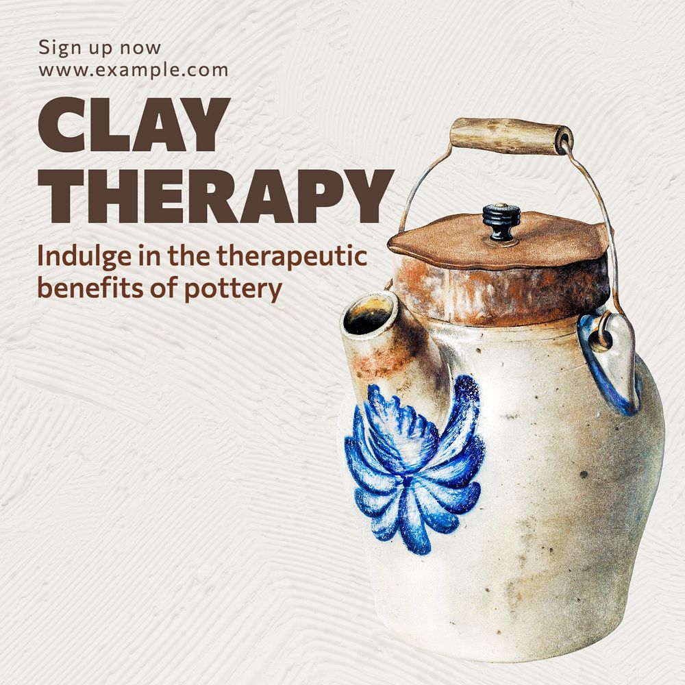 Clay therapy Instagram post template, editable text