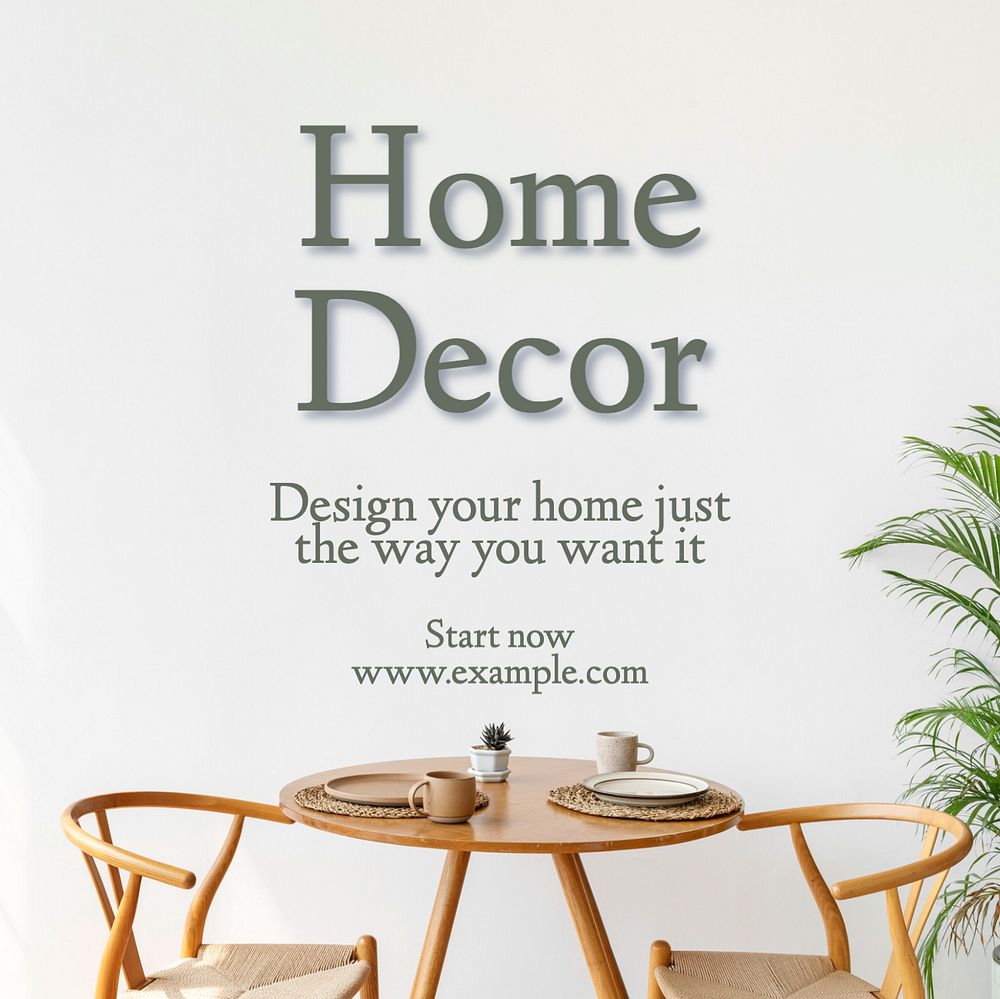 Home decor Instagram post template, editable text