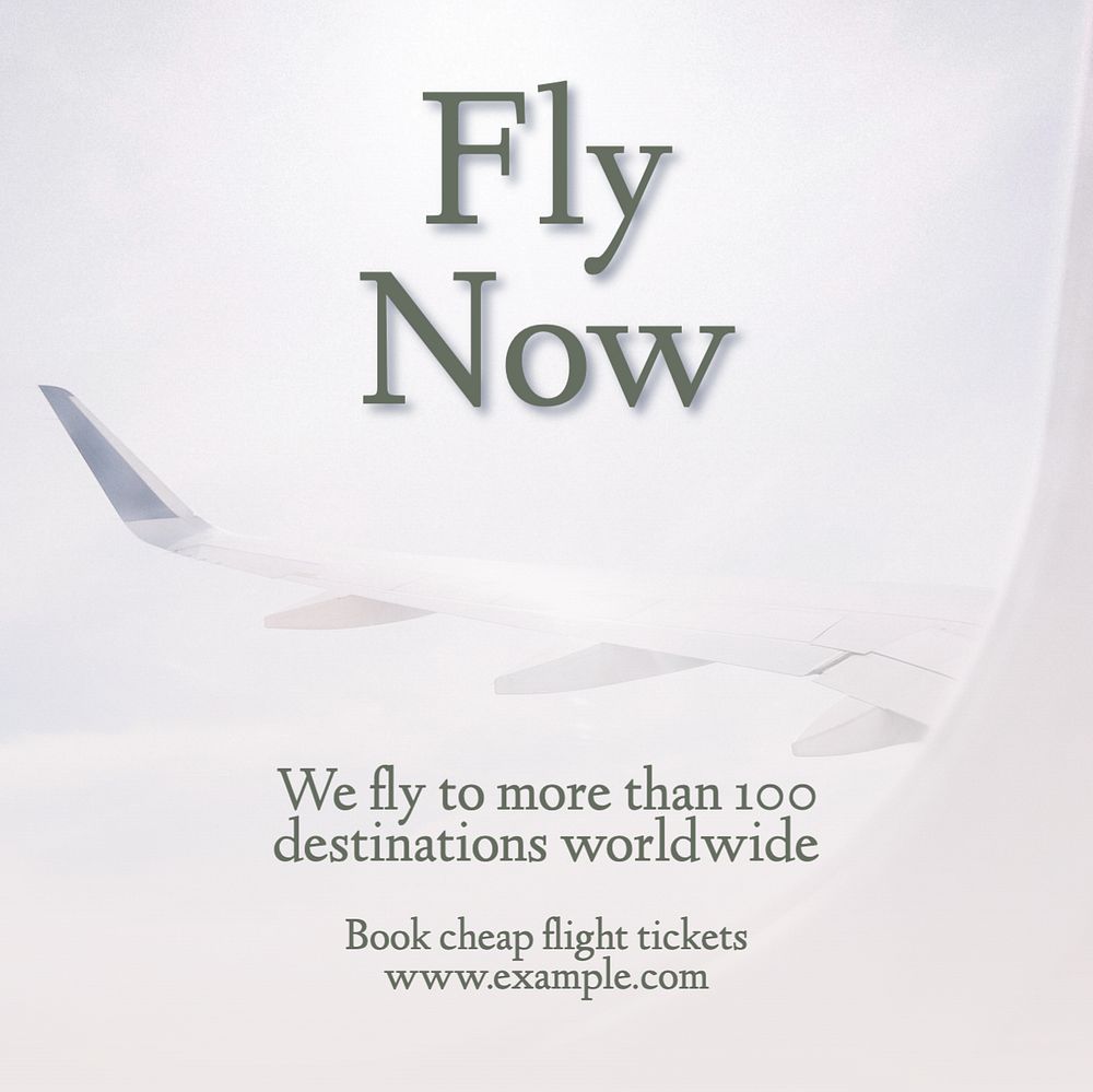 Fly now Instagram post template, editable text