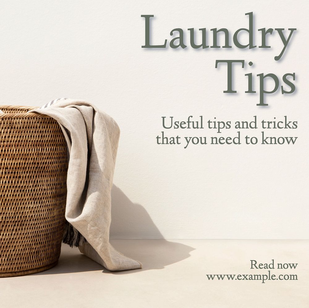 Laundry tips Instagram post template, editable text