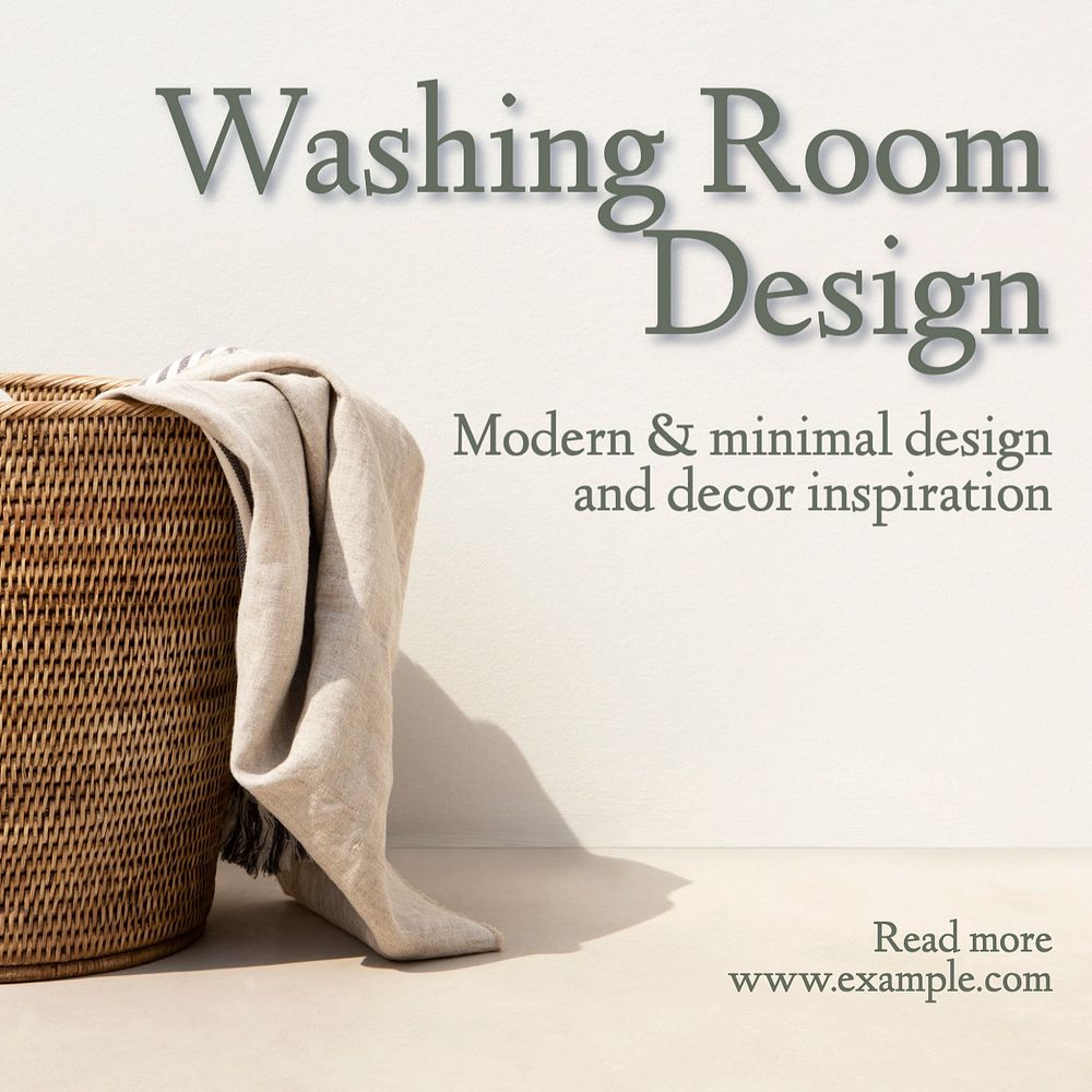 Washing room design Instagram post template, editable text