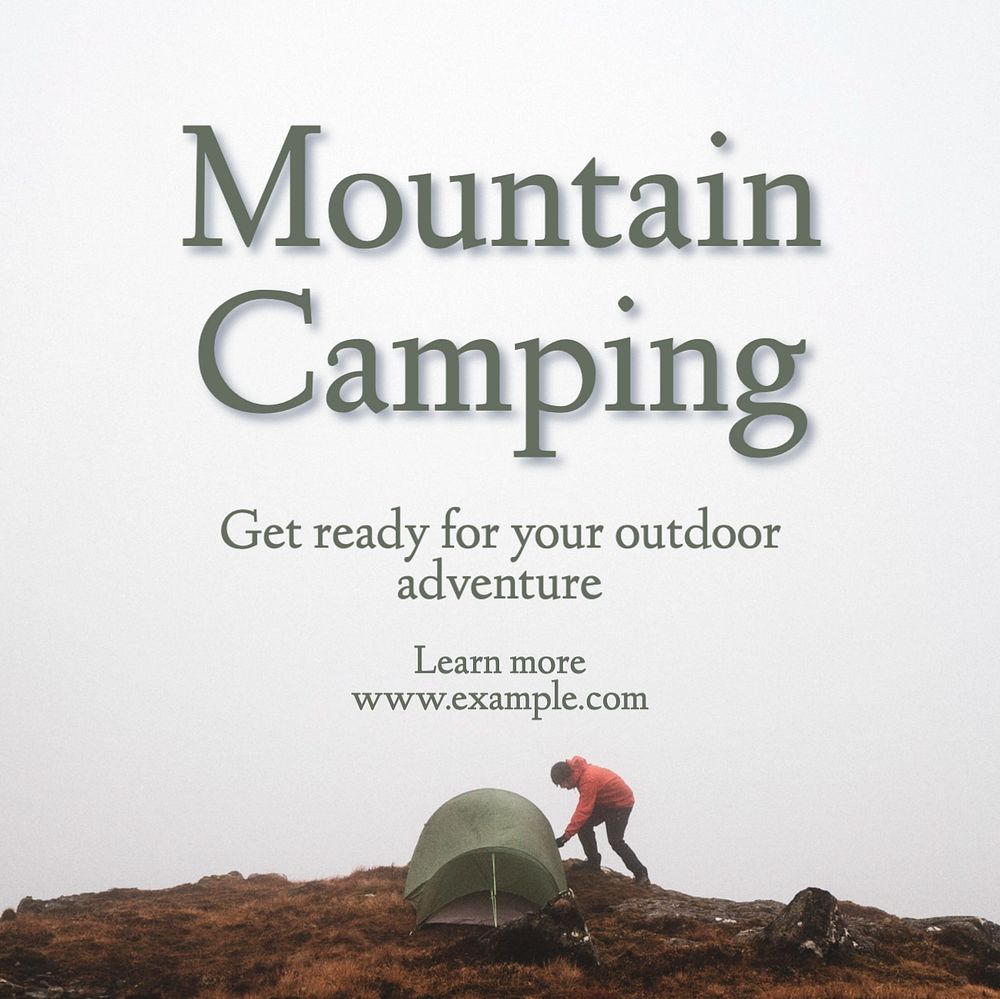 Mountain camping Instagram post template, editable text