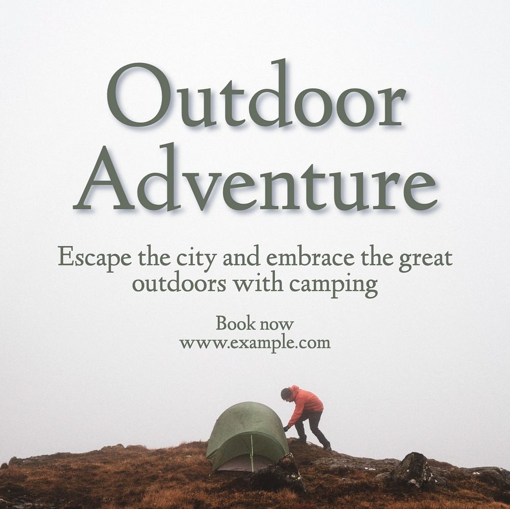 Outdoor adventure Instagram post template, editable text