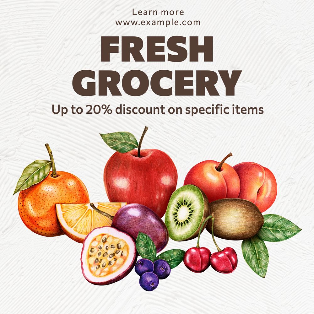 Fresh Grocery Instagram post template, editable text