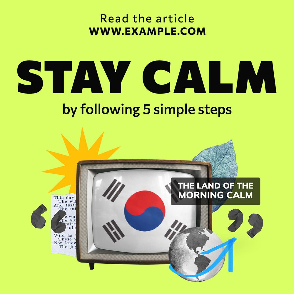 Stay calm Instagram post template, editable text