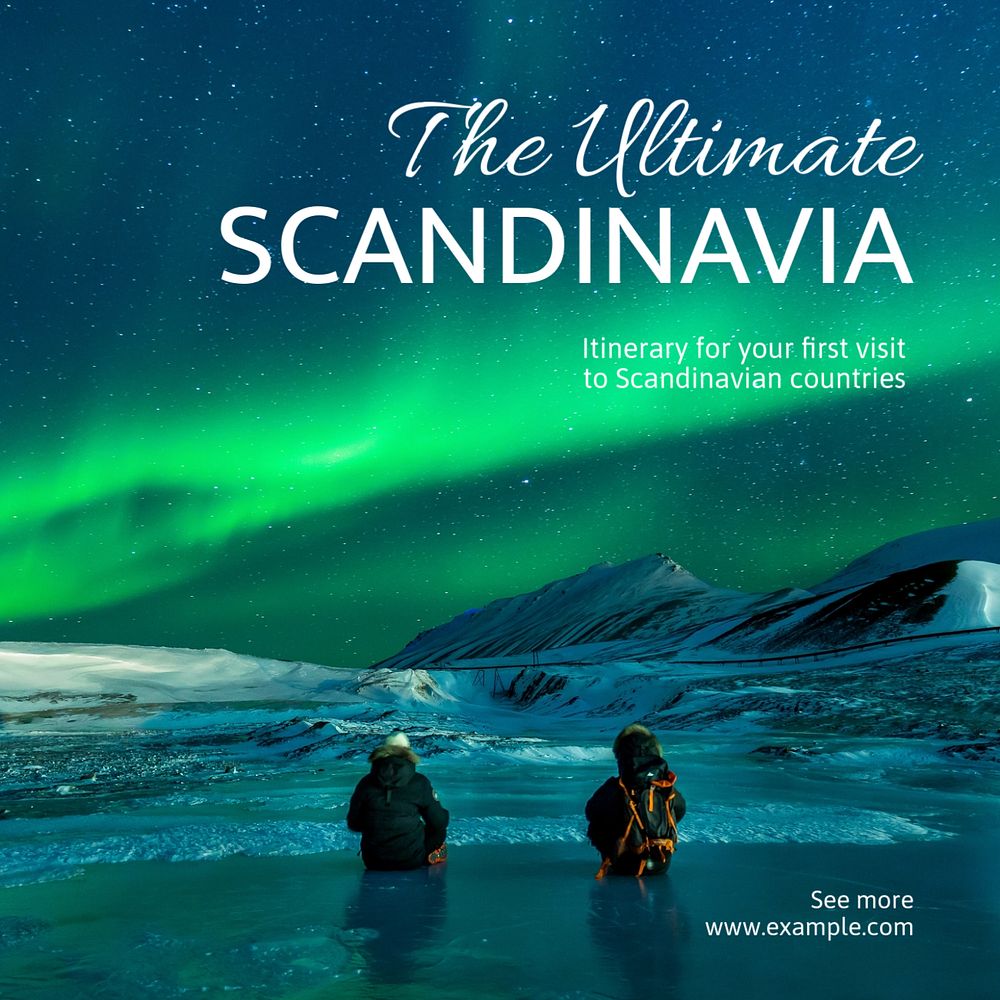 Scandinavia travel  Instagram post template, editable text