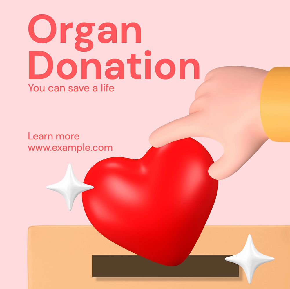 Organ donation Instagram post template, editable text