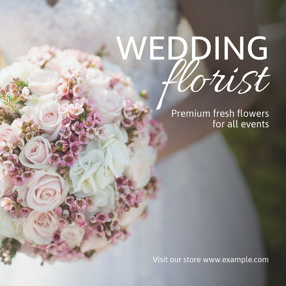 Wedding florist  Instagram post template, editable text