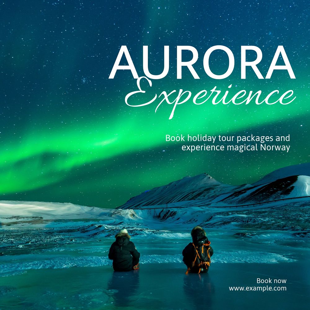 Aurora tour package  Instagram post template, editable text