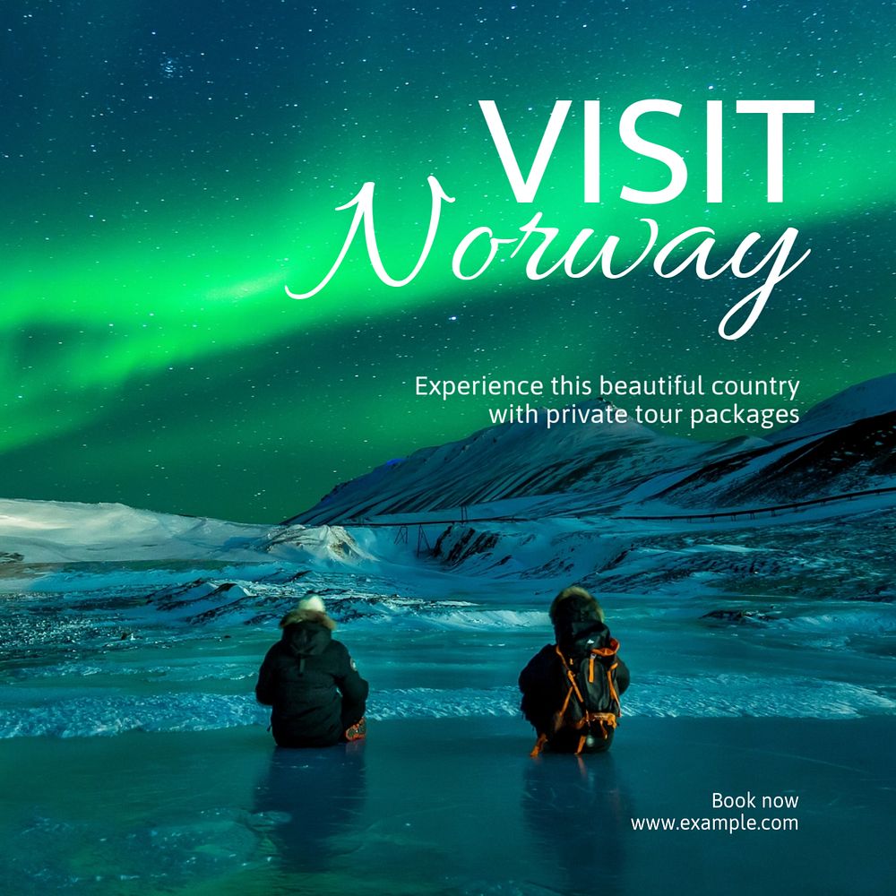 Visit Norway  Instagram post template, editable text