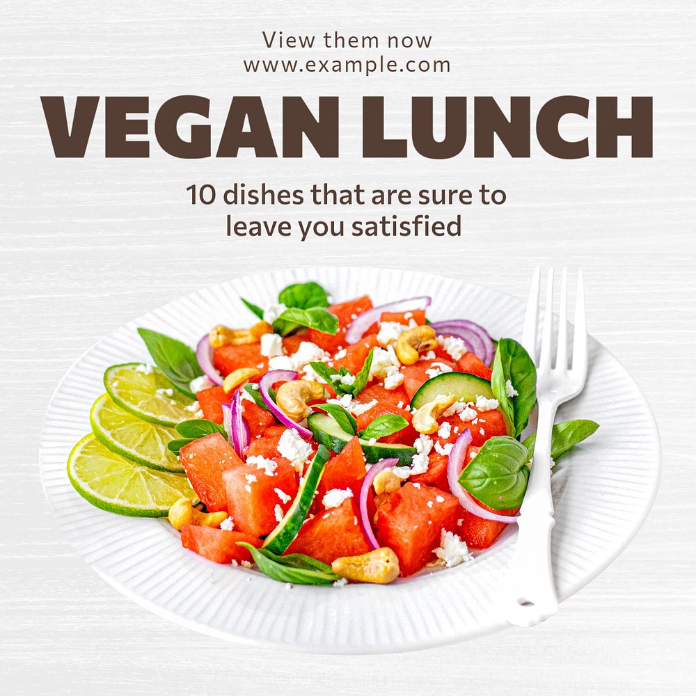 Vegan lunch Instagram post template, editable text