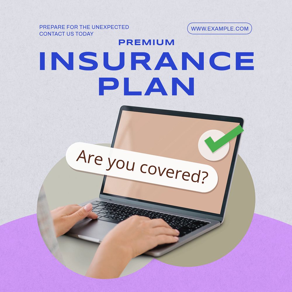 Premium insurance plan Instagram post template, editable text