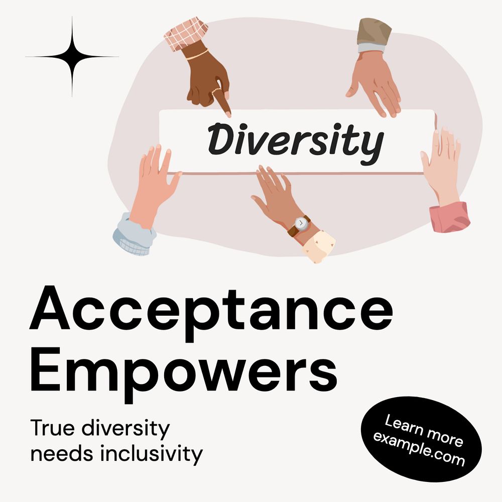 Acceptance empowers Instagram post template, editable text