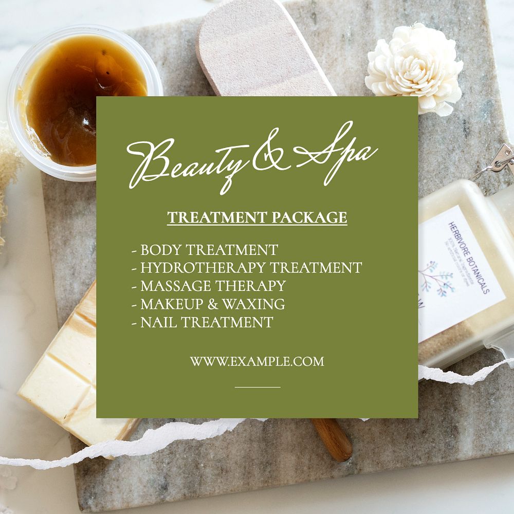 Beauty & spa  Instagram post template, editable text