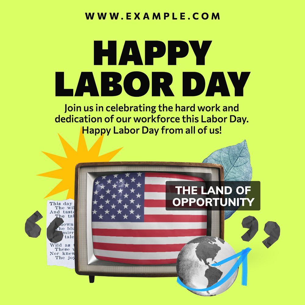 Happy labor day Instagram post template, editable text