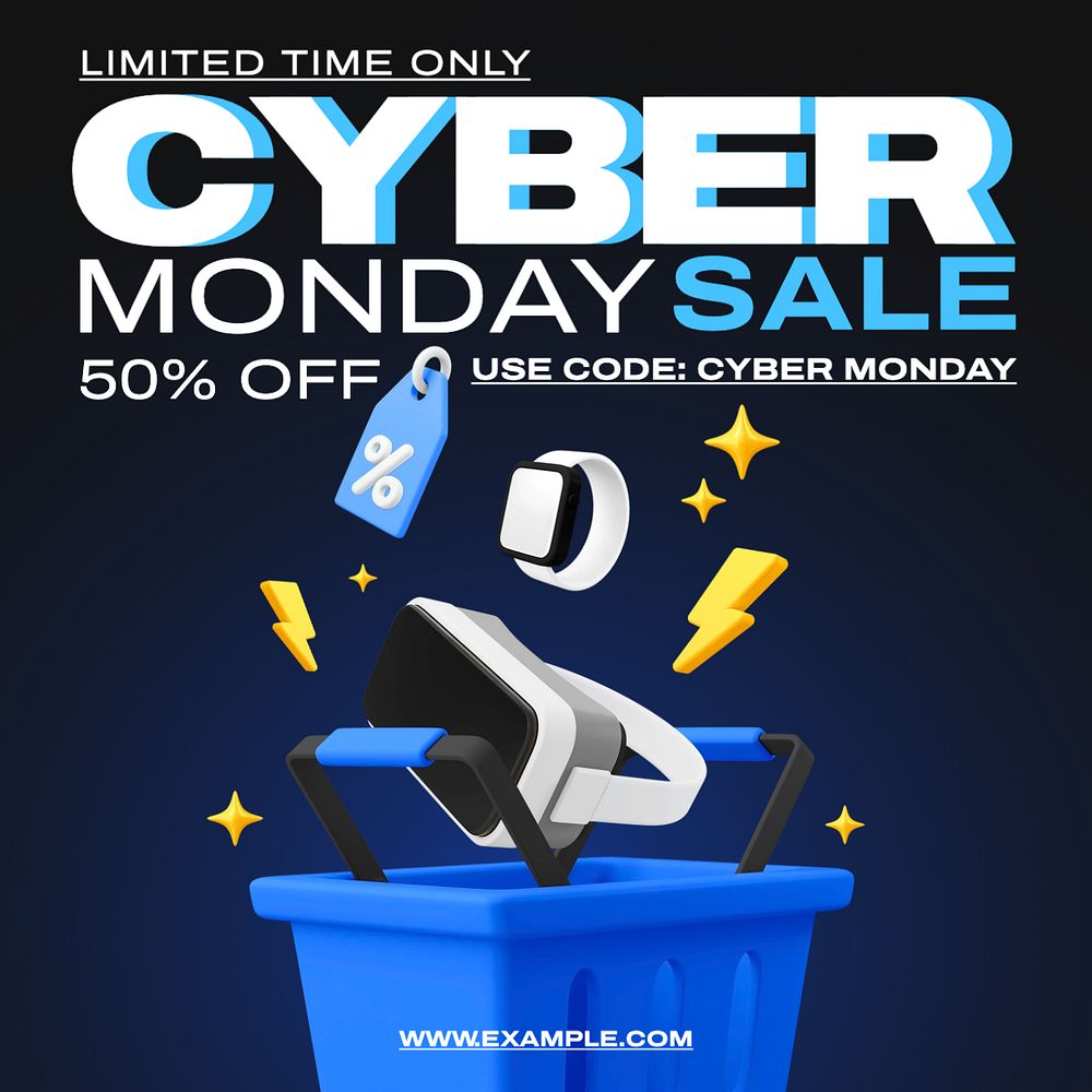 Cyber Monday sale Instagram post template, editable text