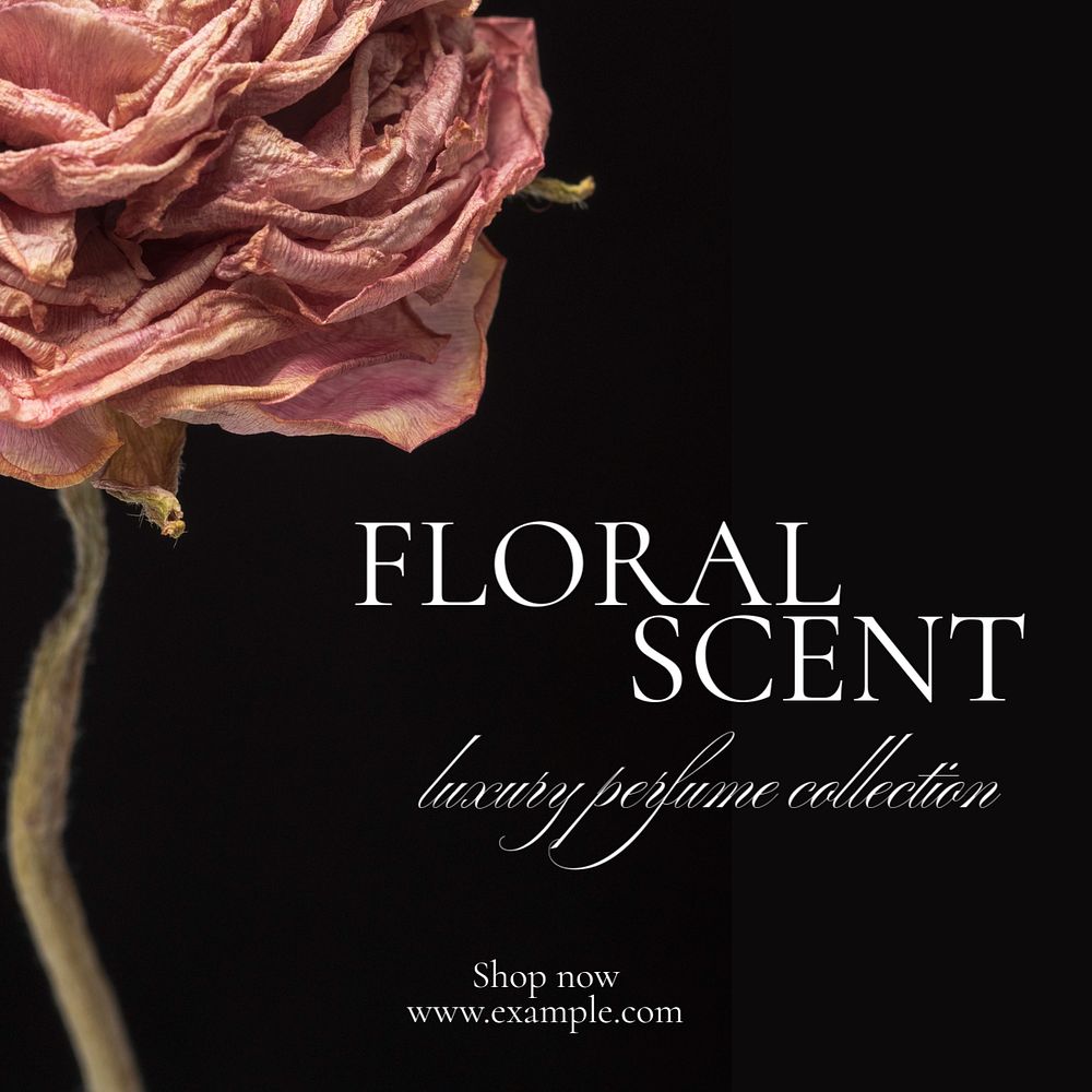 Floral perfume  Instagram post template, editable text