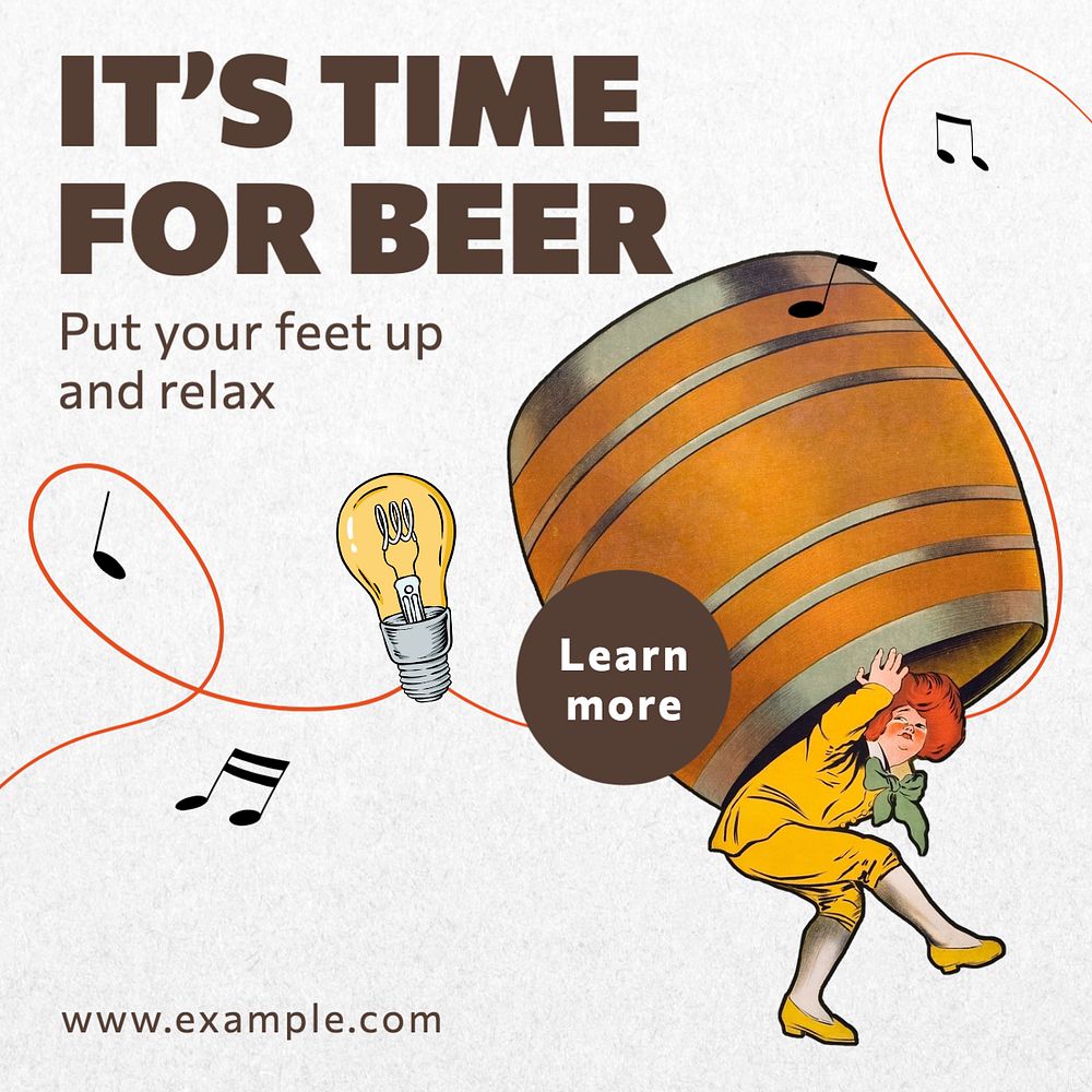 Beer time Instagram post template, editable text