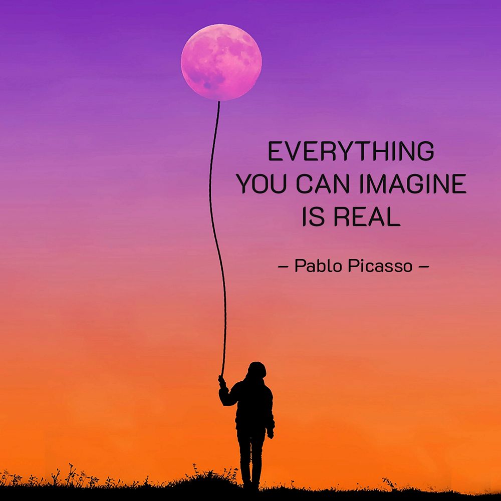 Imagination quote  Instagram post template, editable text