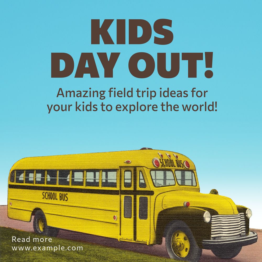 Kids day out Instagram post template, editable text