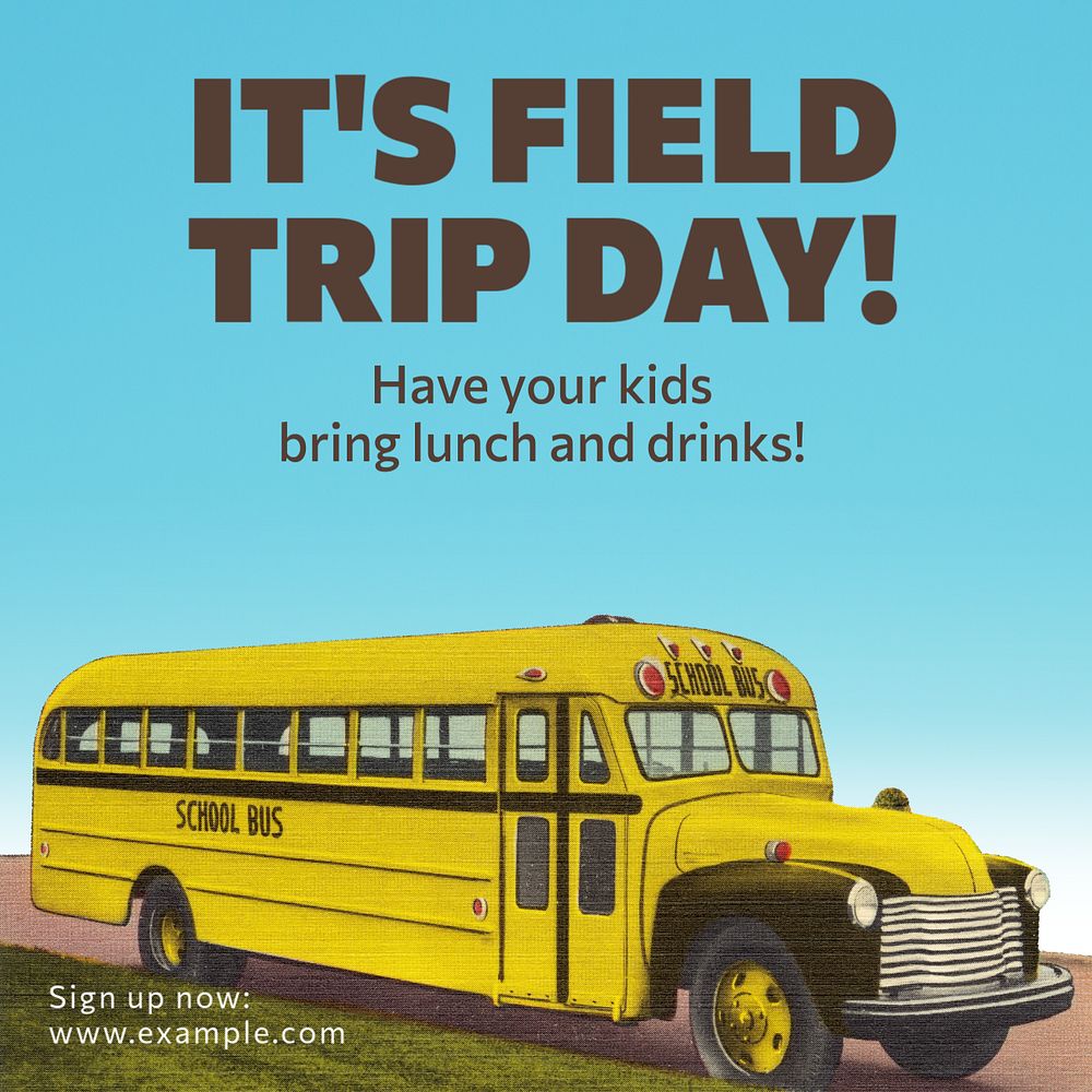 Field trip Instagram post template, editable text