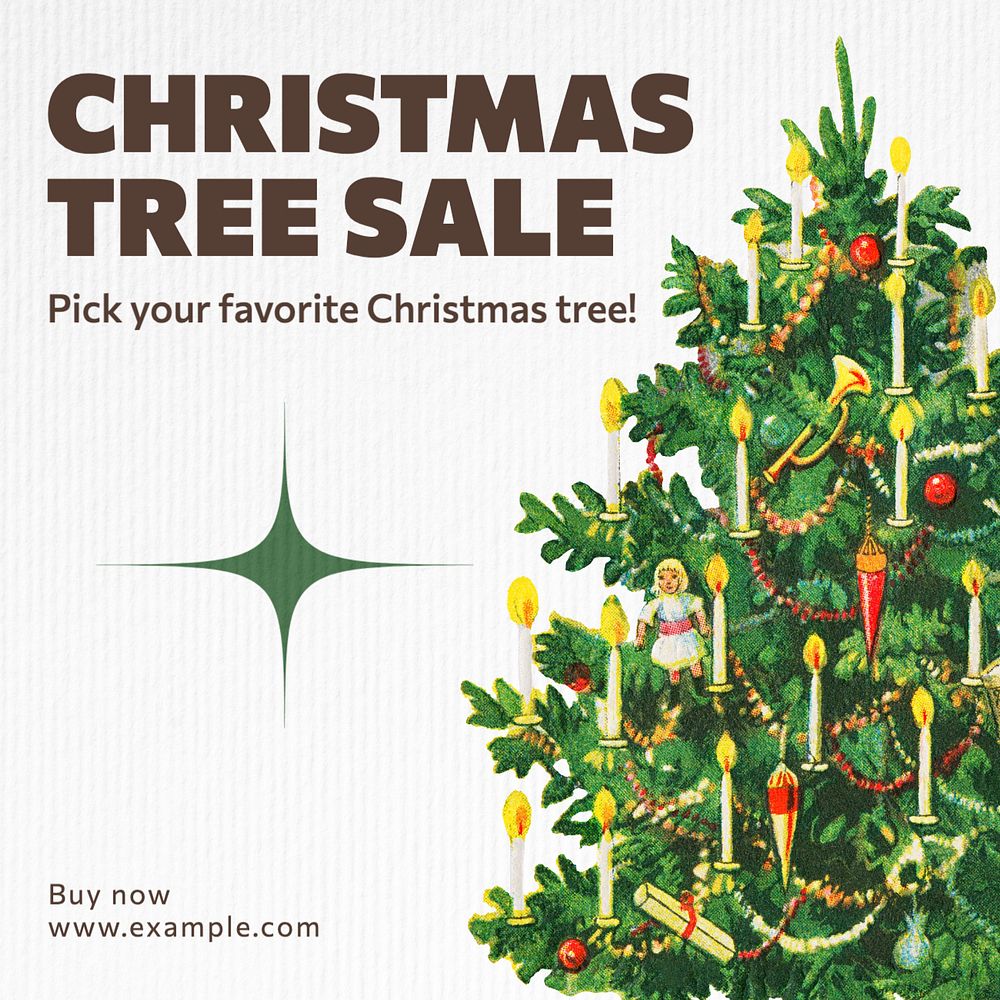 Christmas tree sale Instagram post template, editable text