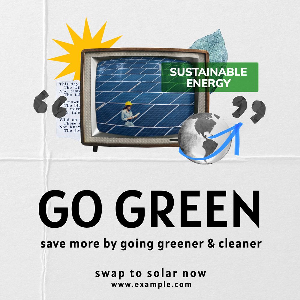 Go green Instagram post template, editable text