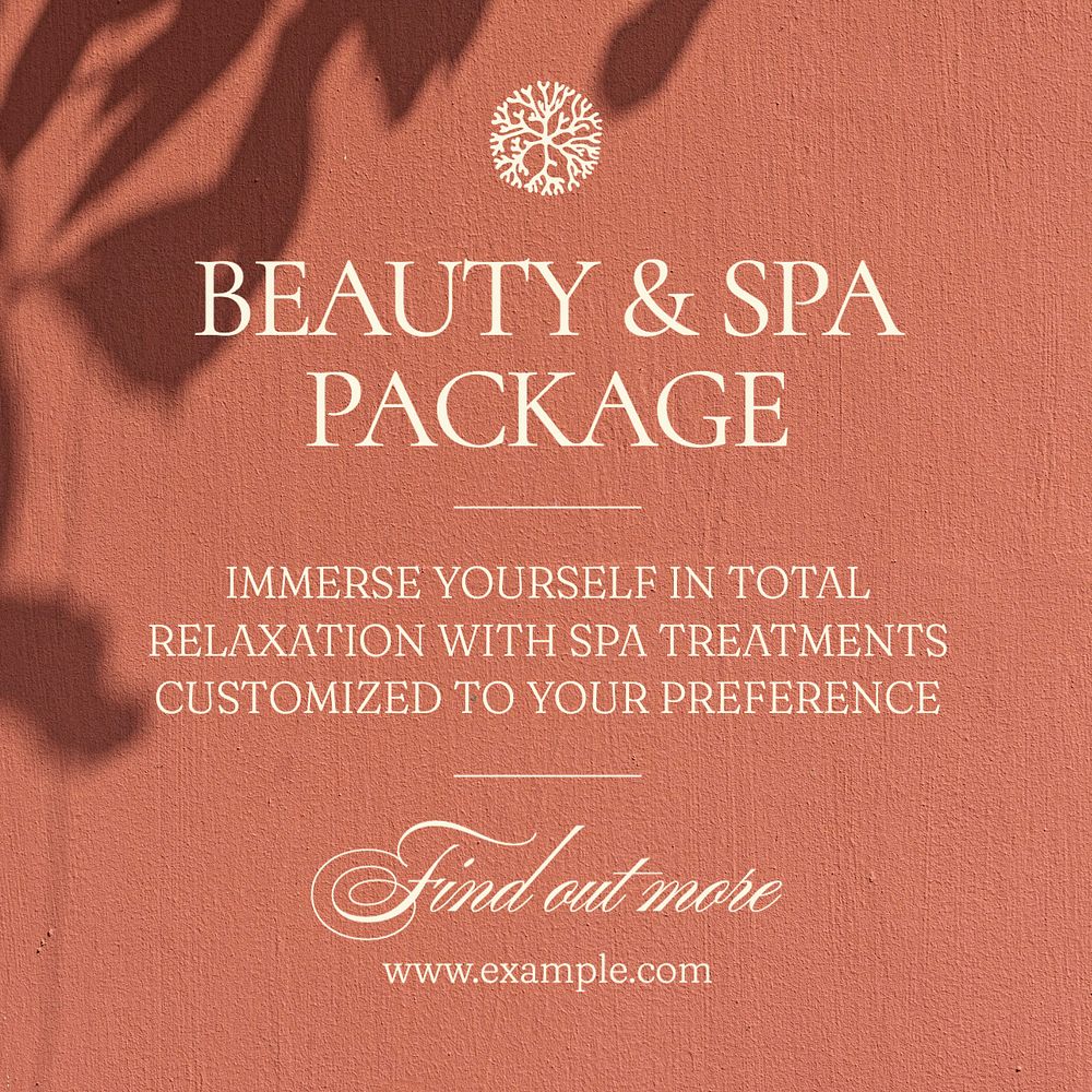 Beauty spa package Instagram post template, editable text