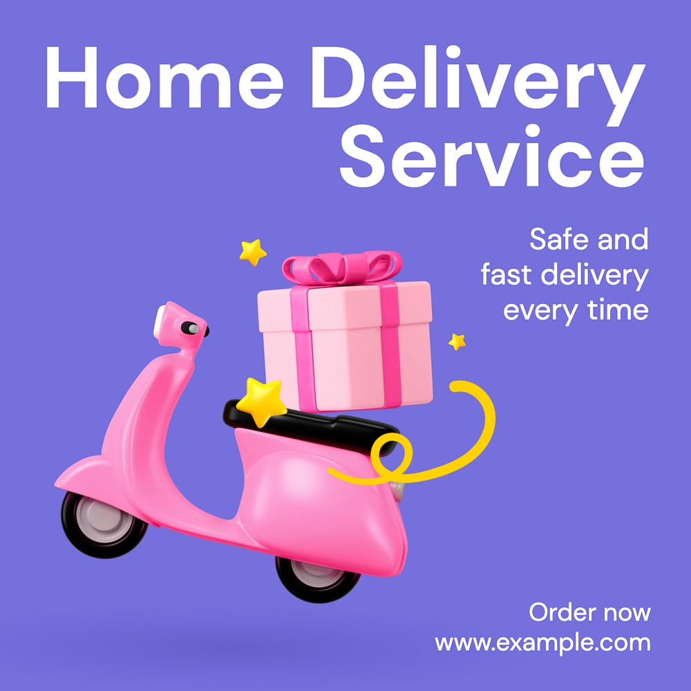 Delivery service Instagram post template, editable text