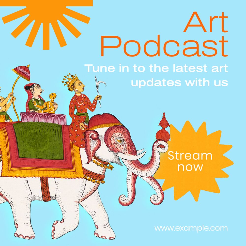 Art podcast Instagram post template, editable text