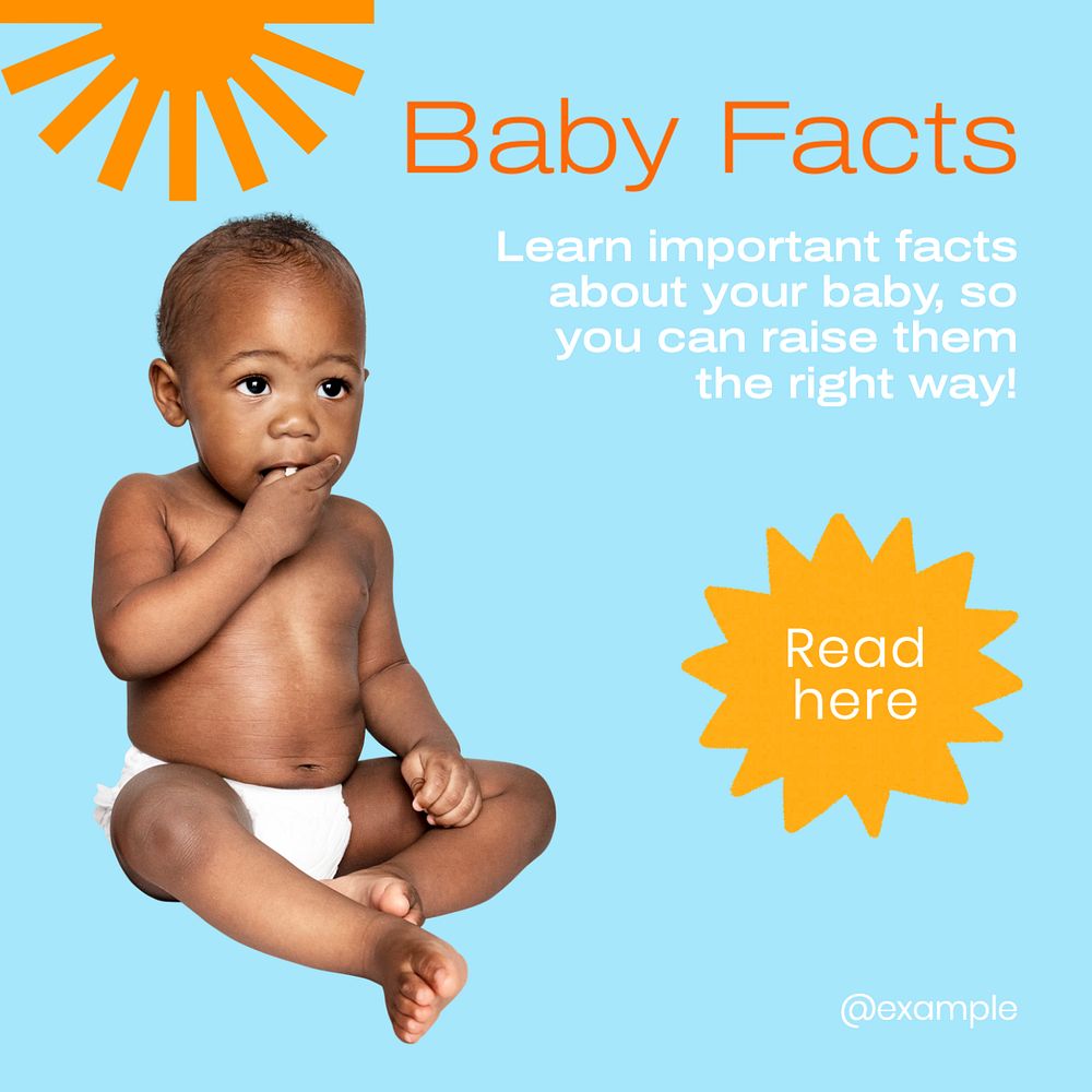 Baby facts Instagram post template, editable text