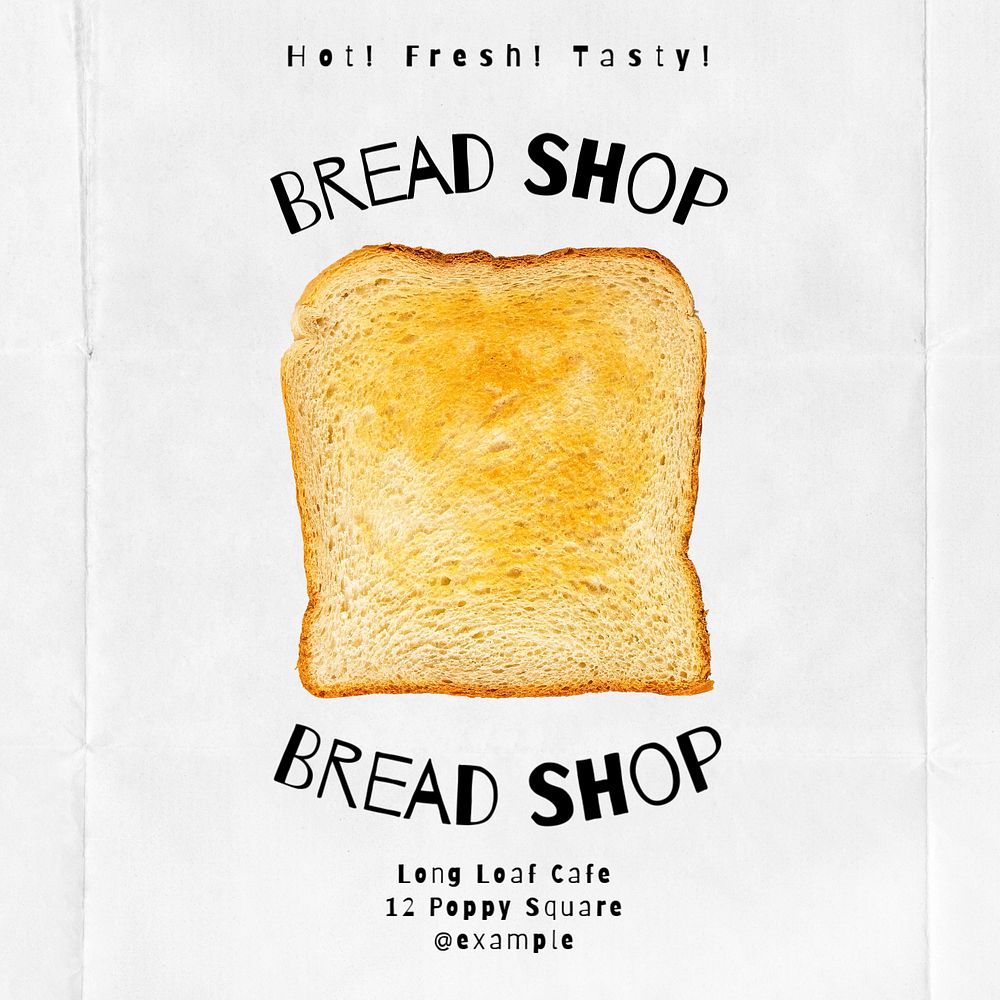 Bread shop  Instagram post template, editable text