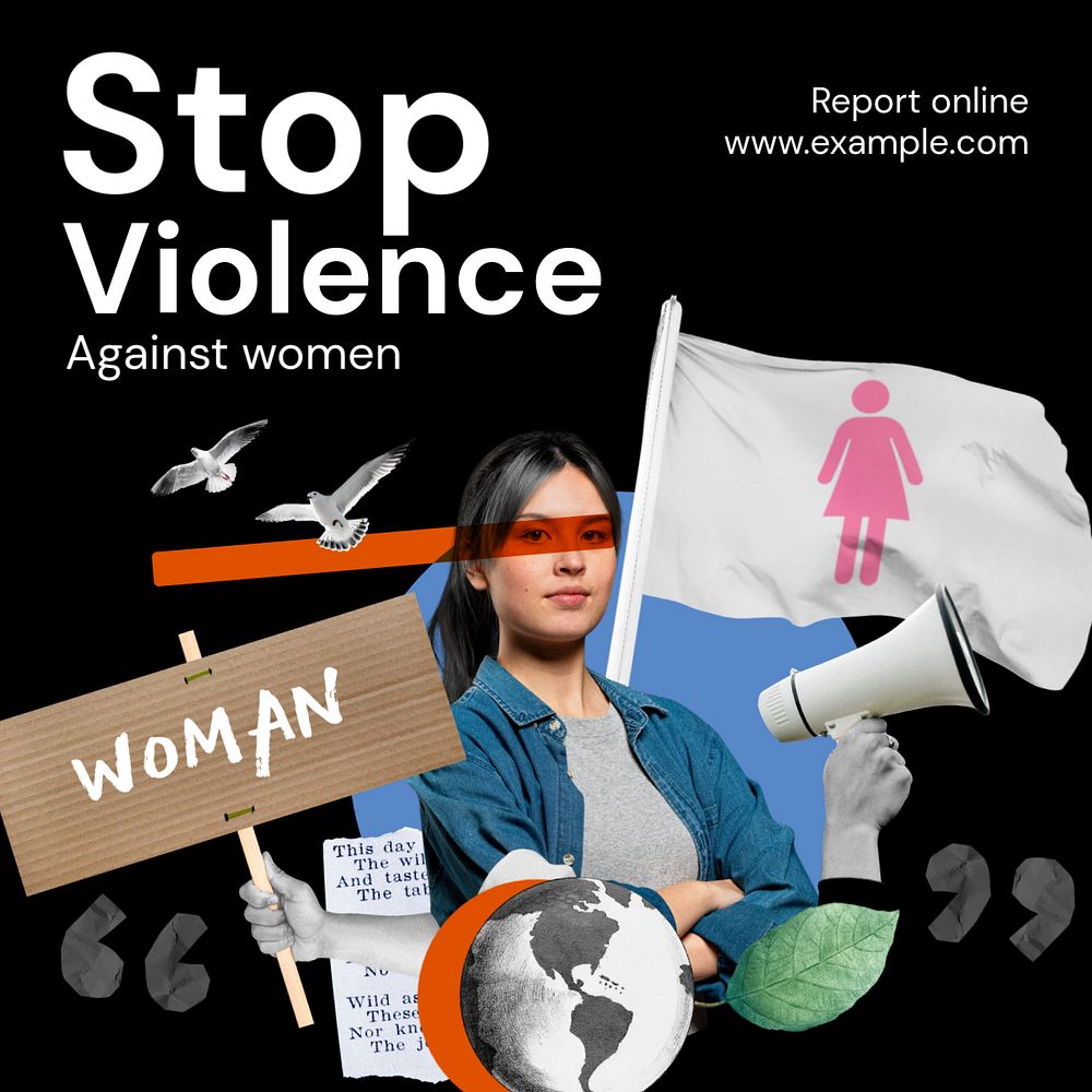 Violence against women Instagram post template, editable text