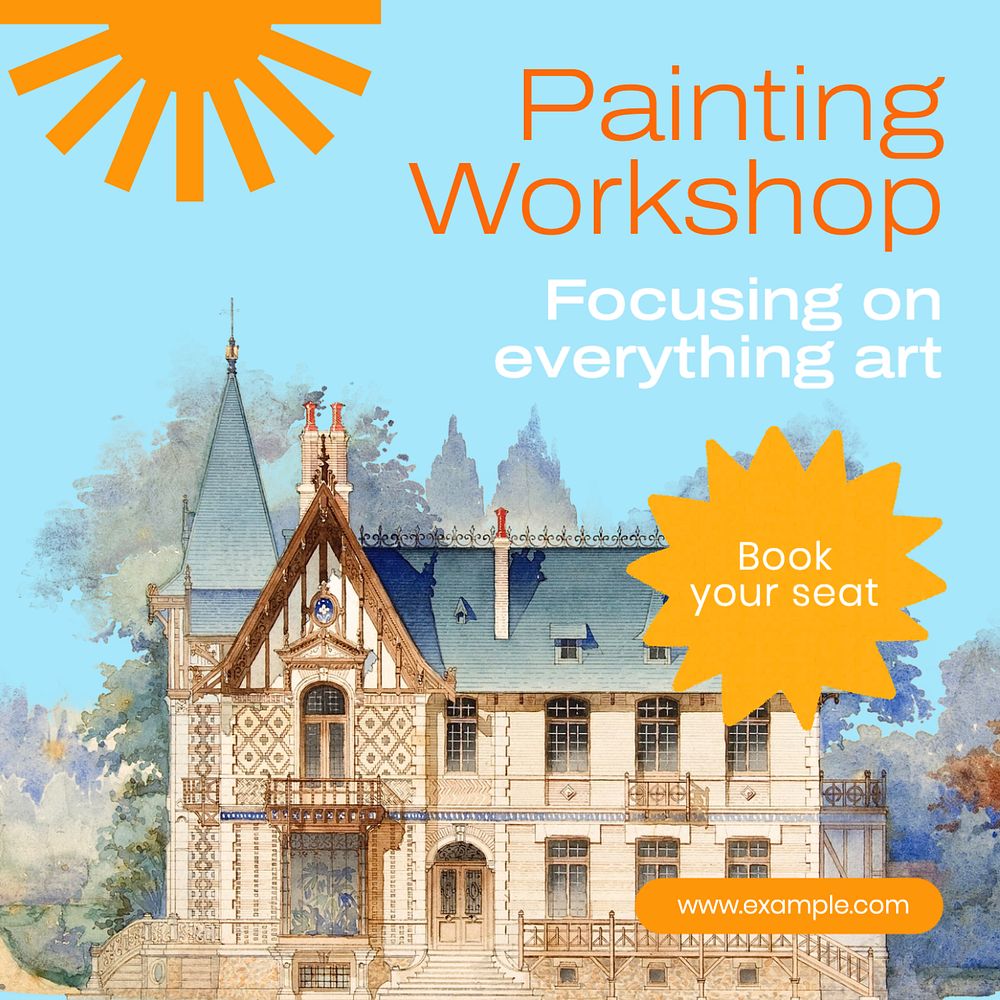 Painting workshop Instagram post template, editable text