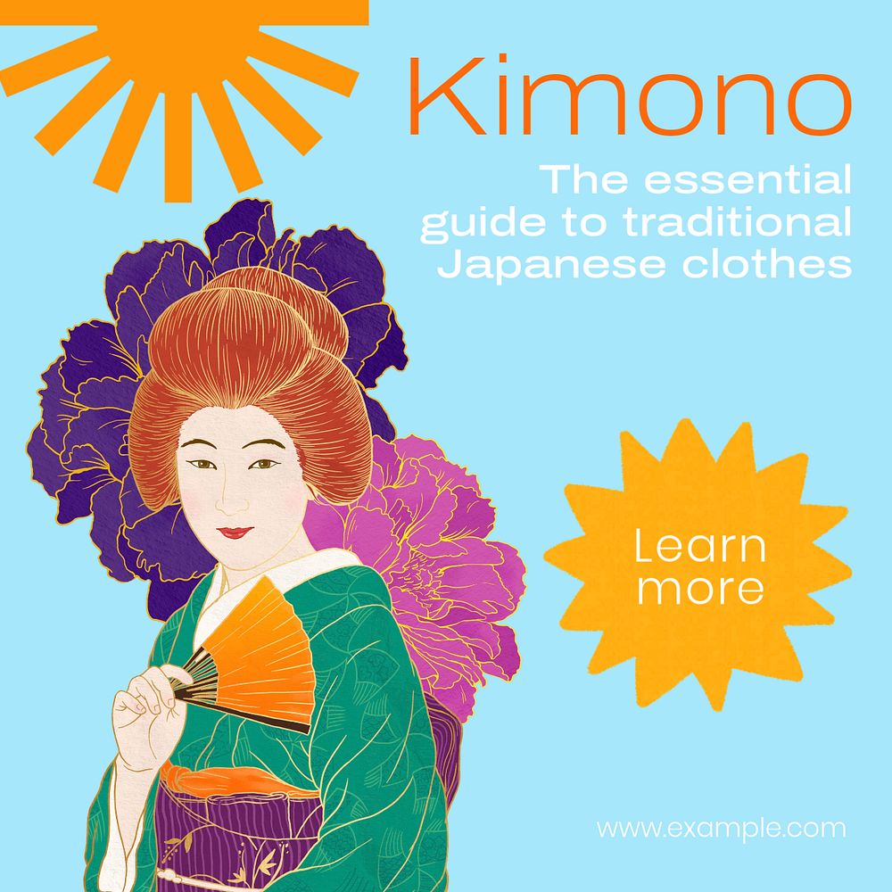 Kimono Instagram post template, editable text