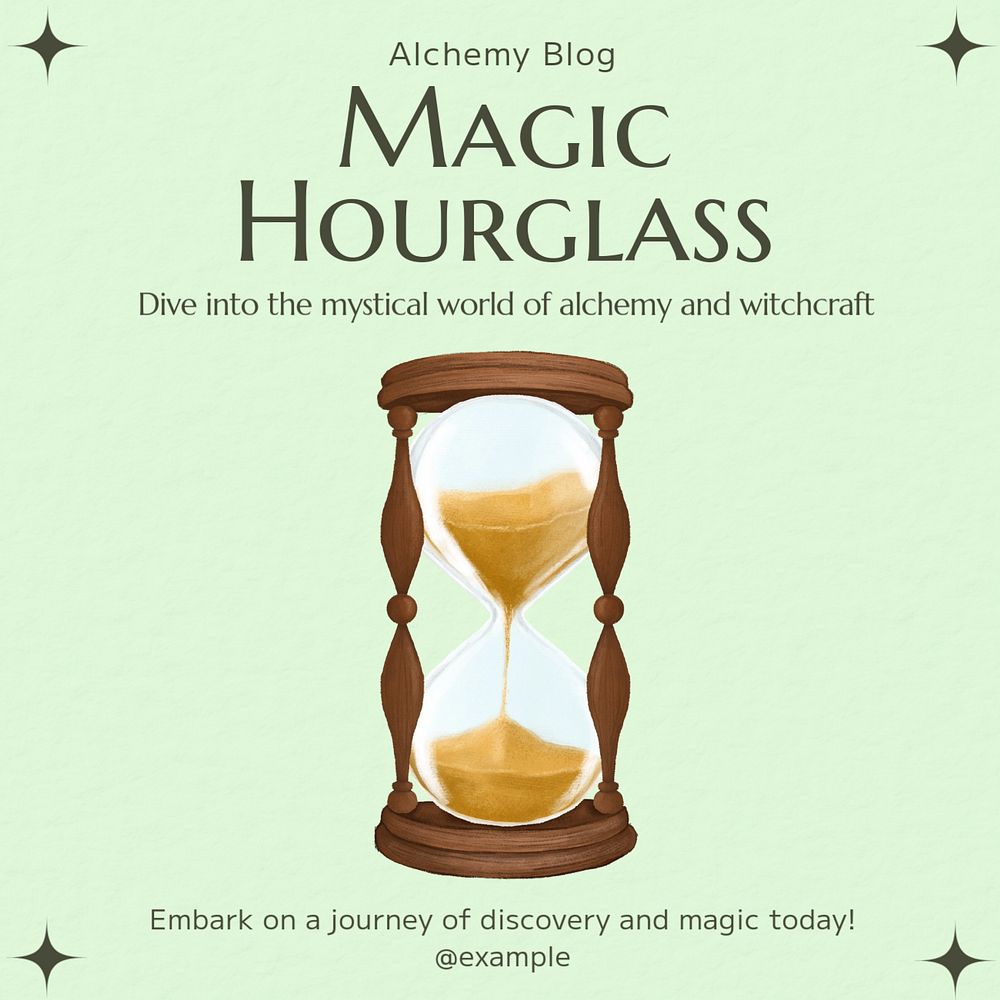 Magic hourglass Instagram post template, editable text