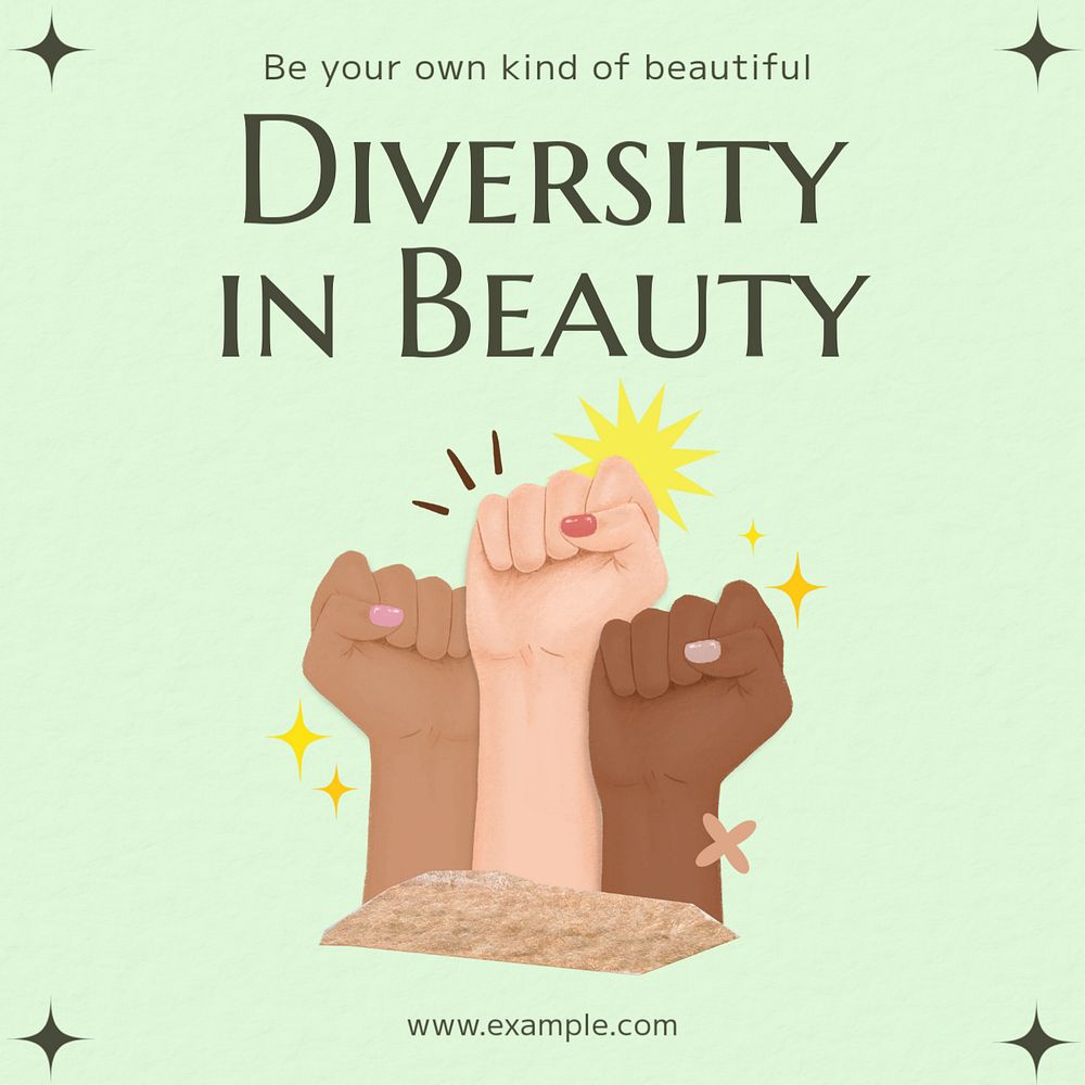 Diversity in beauty Instagram post template, editable text