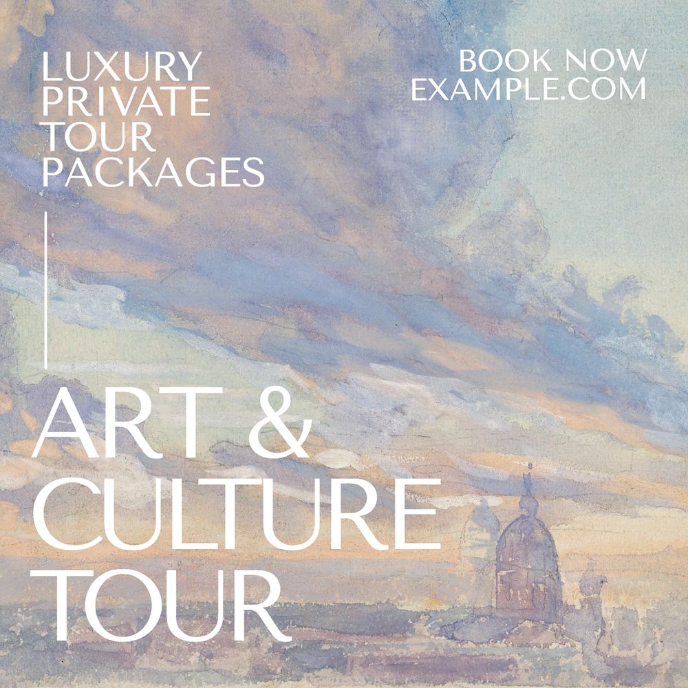 Art & culture tour Instagram post template, editable text