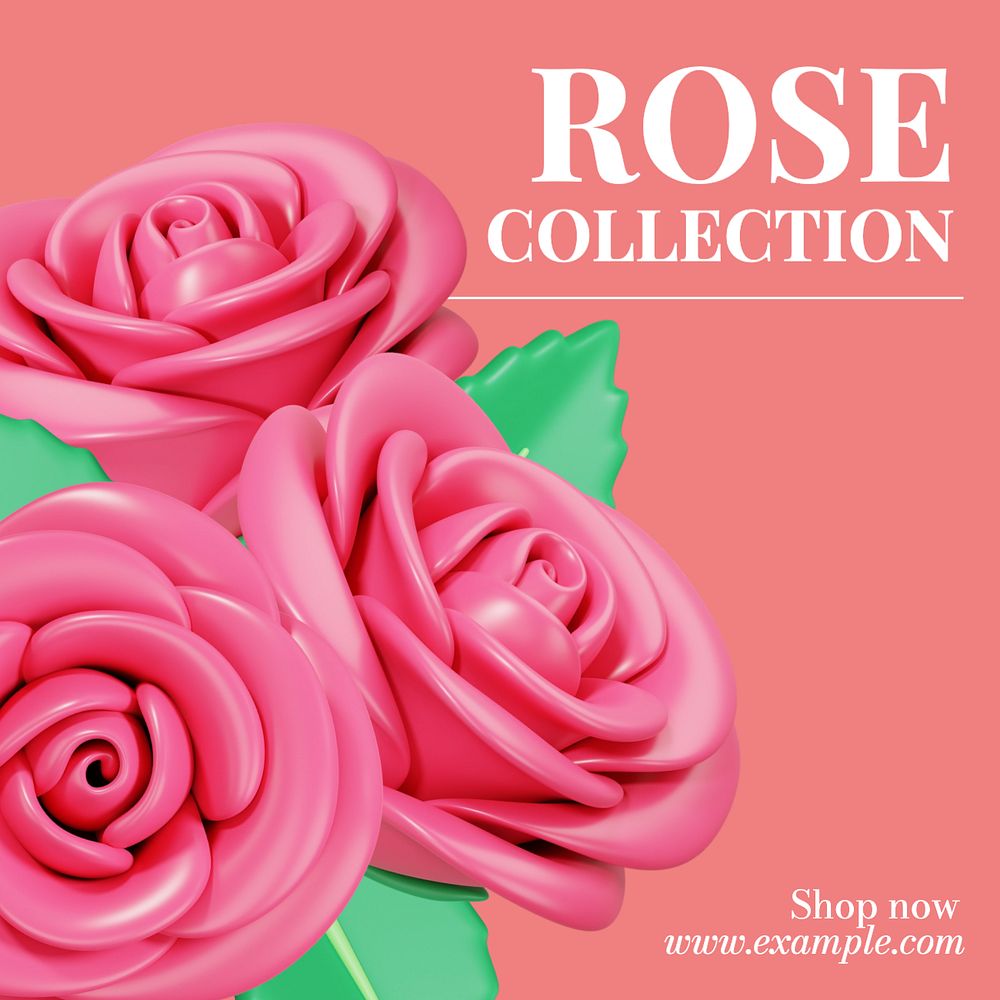 Rose collection Instagram post template, editable text