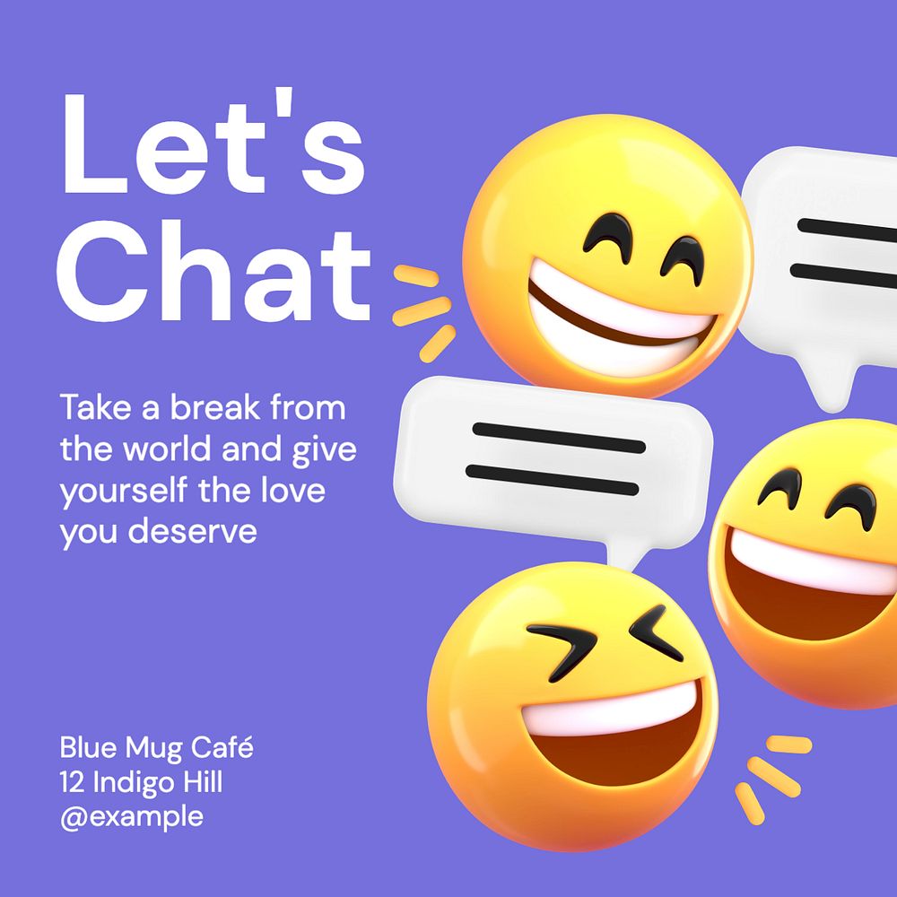 Let's chat Instagram post template, editable text