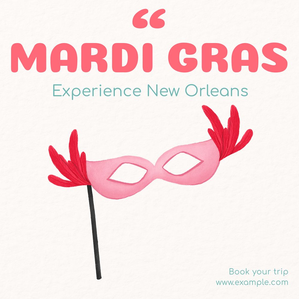 Mardi Gras Instagram post template, editable text